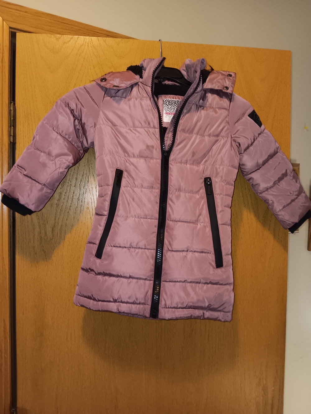 Kensie Girl Size 4 Mauve Pink Long Puffer Jacket with Hood